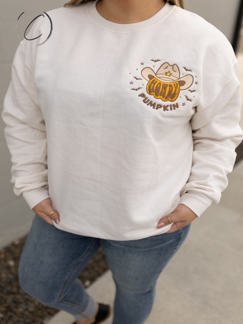 Howdy Pumpkin Accent Embroidered Sweatshirt