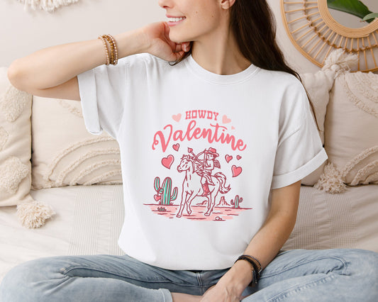 Howdy Valentine Cupid Horseback Graphic Tee