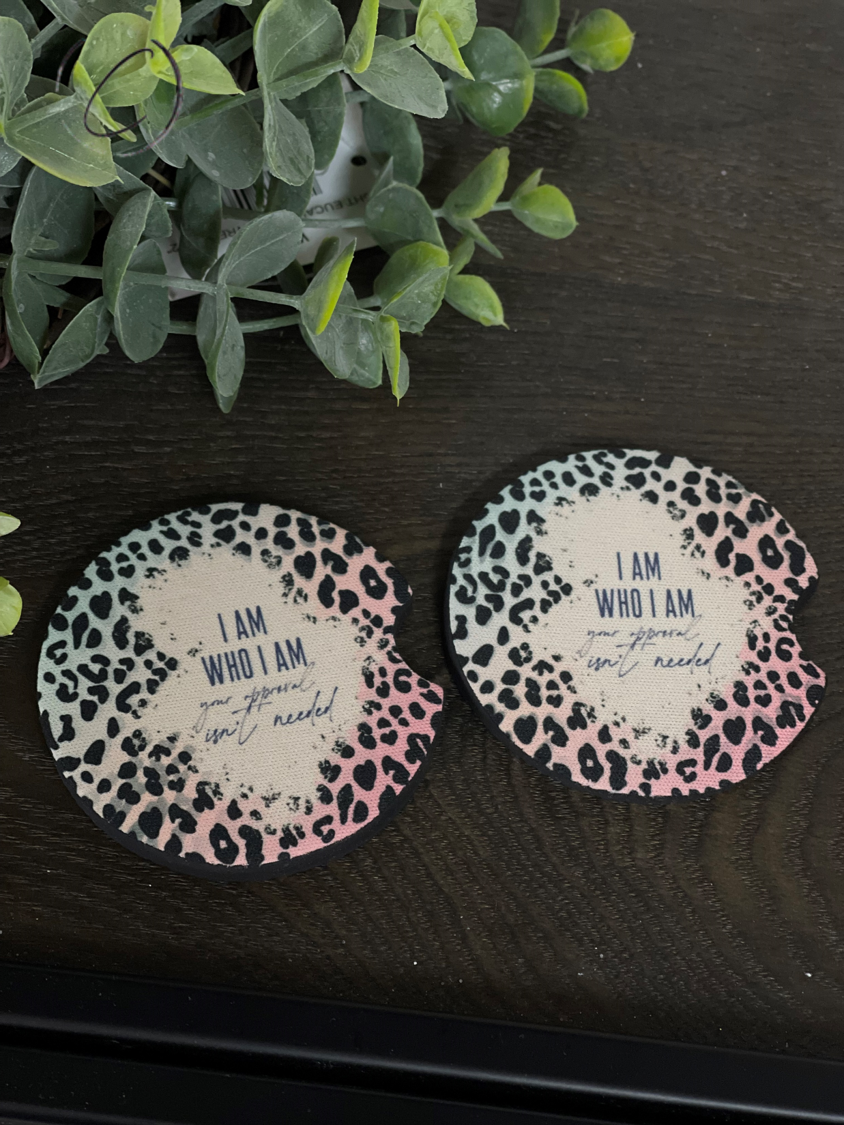 I Am Who I Am Car Coaster Set