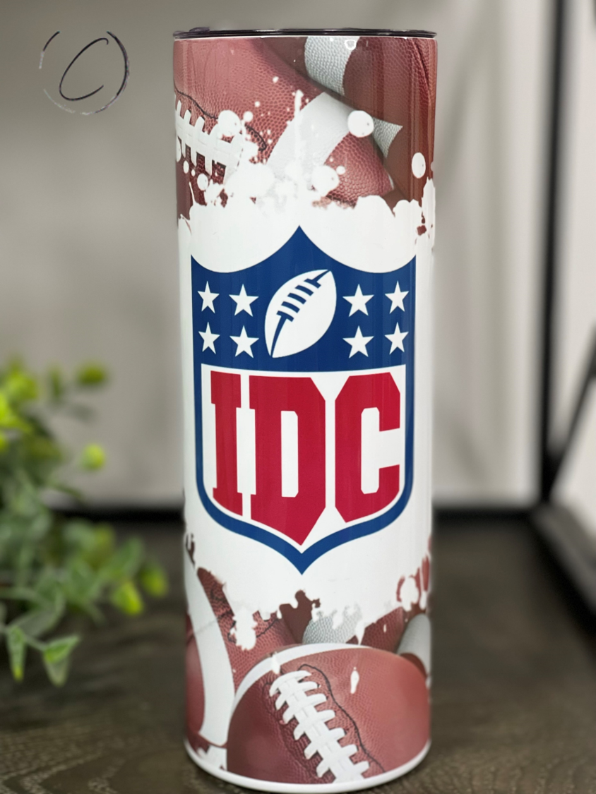 IDC (I Don't Care) Football 20oz Skinny Tumbler