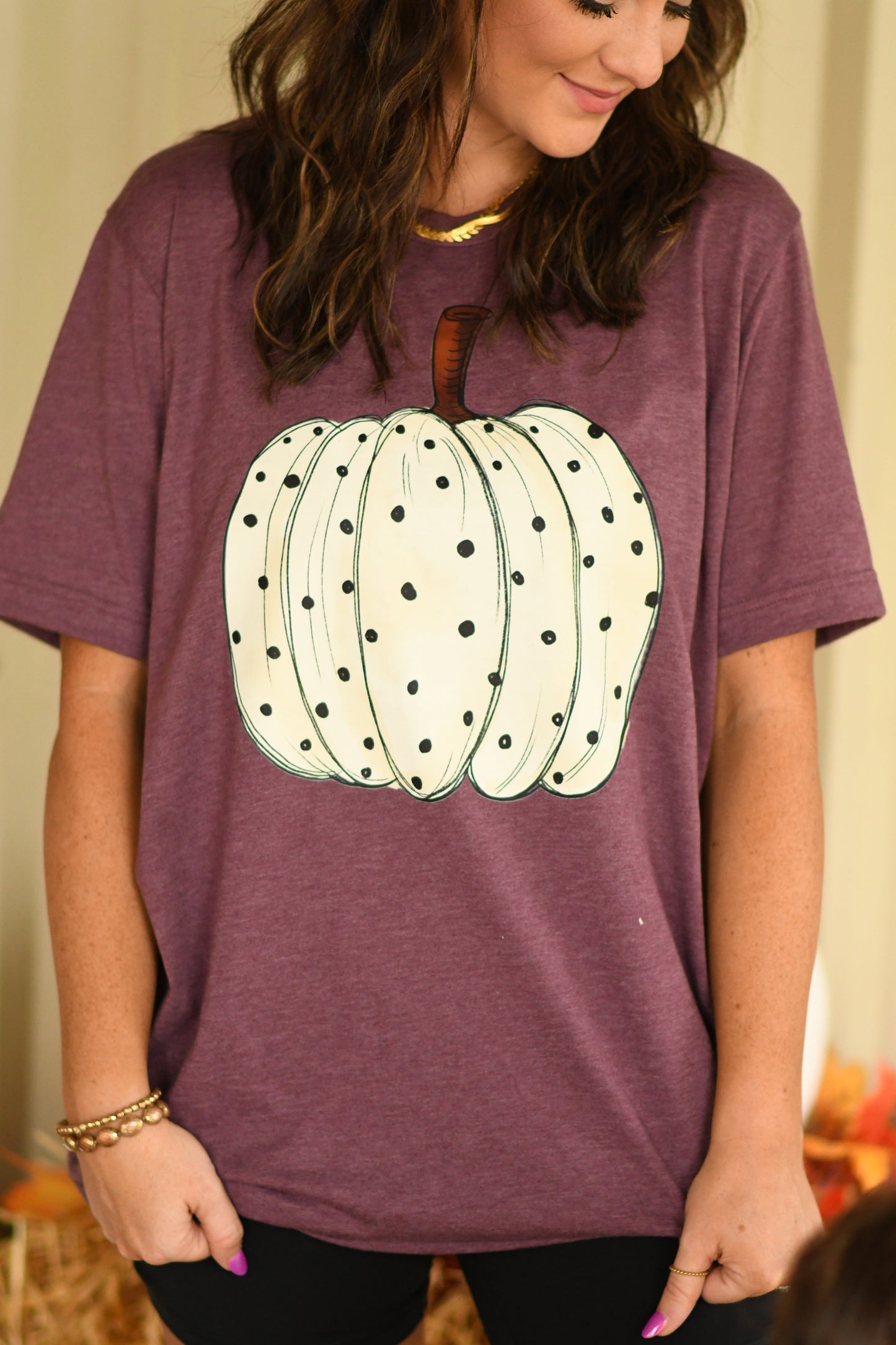 Maroon Spotted Pumpkin Tee