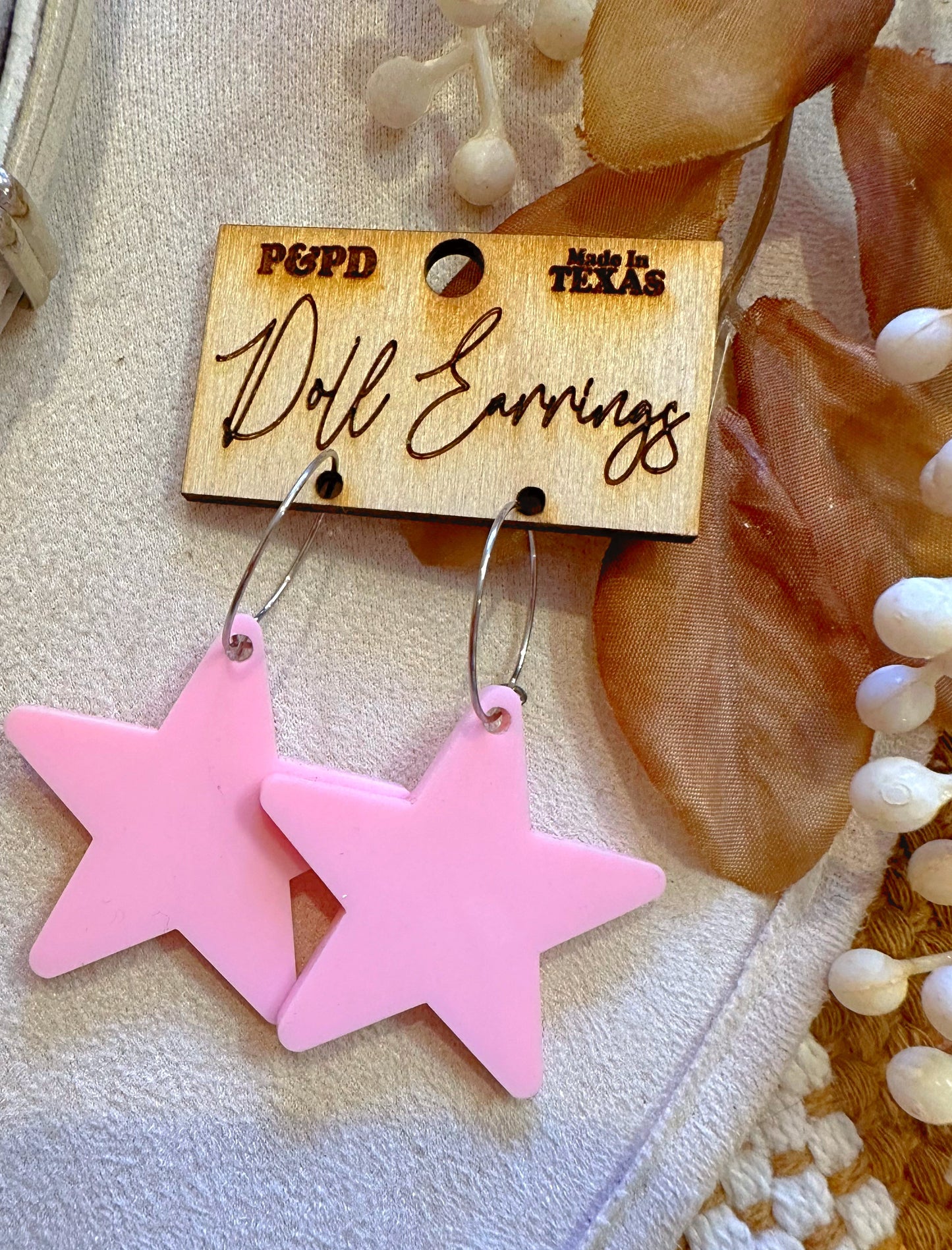 RTS Light Pink Star Earrings