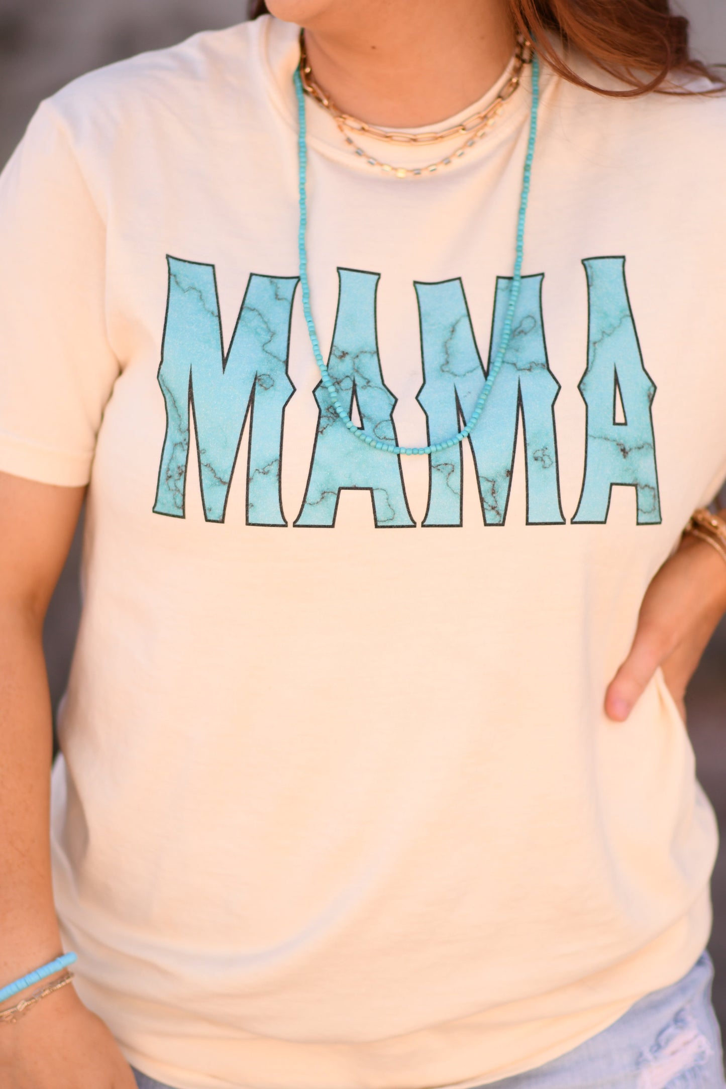 Mama Turquoise Marbled tee