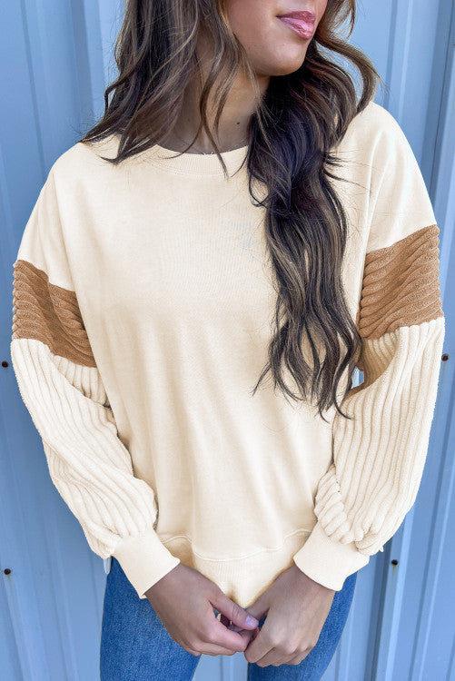 Patchwork Drop Shoulder Long Sleeve Sweatshirt