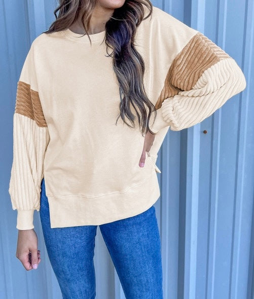 Patchwork Drop Shoulder Long Sleeve Sweatshirt