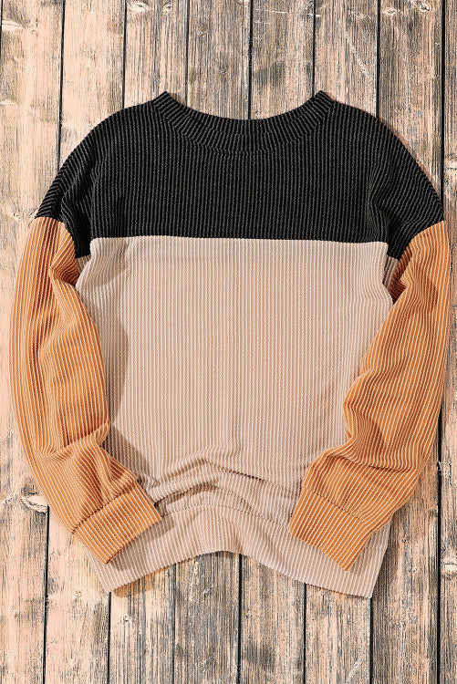 Long Sleeve Ribbed Loose Top