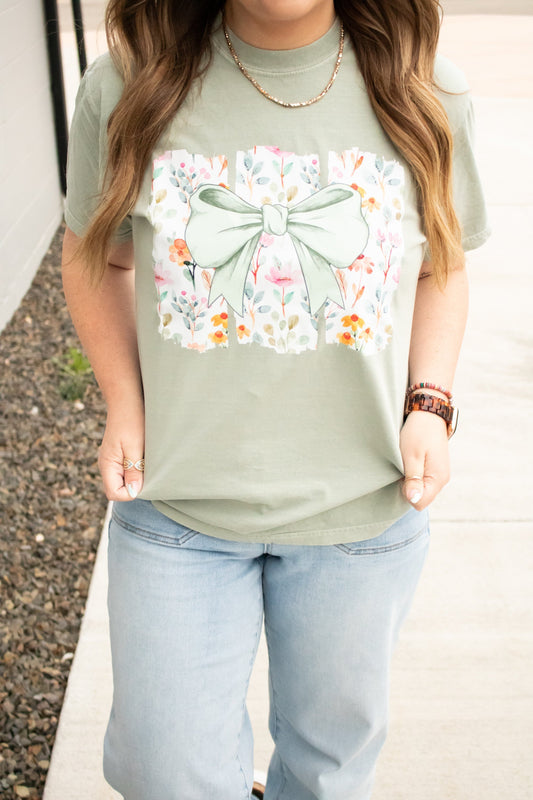 Floral Coquette Bow Graphic Tee