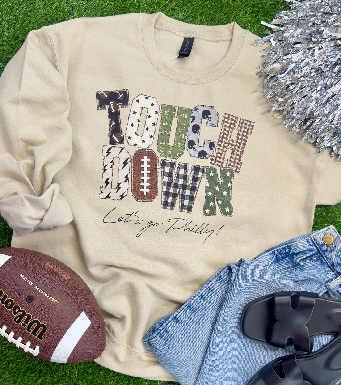 Touchdown Pattern Football Customizable Sweatshirt or Tee