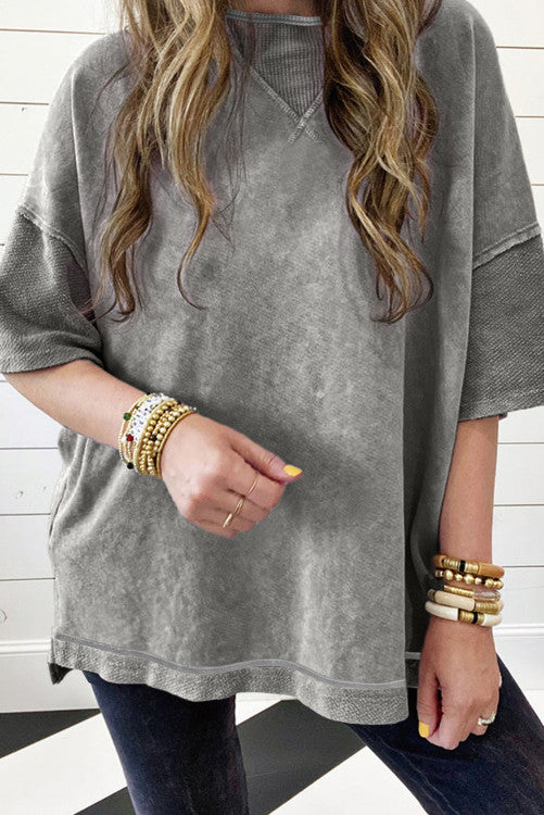 Mineral Wash Exposed Seam Drop Shoulder Oversized Tee