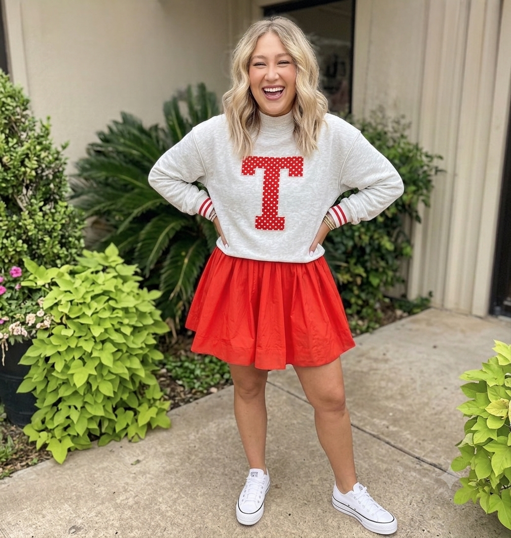 U Neck Long Sleeve Fit and Flare Short Dress