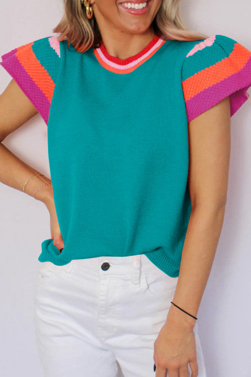 RTS Turquoise ruffle sleeve top