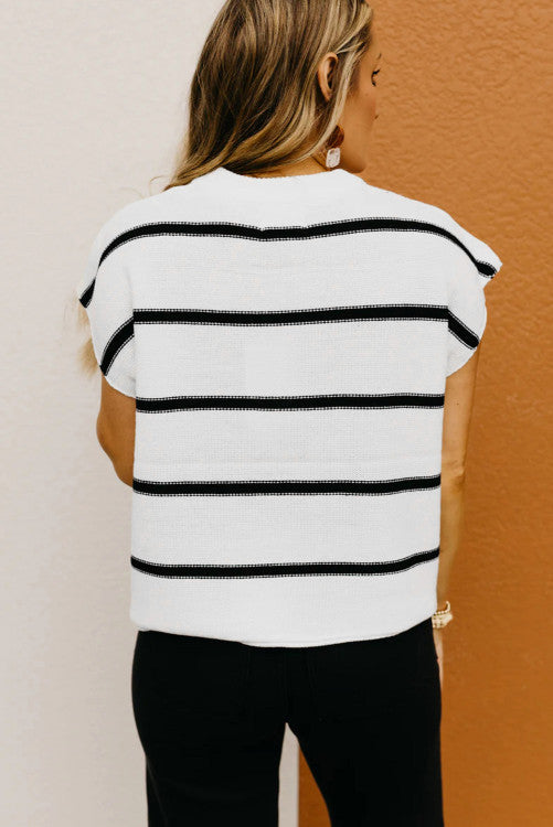 Striped Batwing Sleeve Sweater