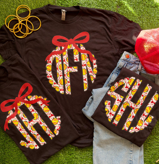 Custom Softball Monogram Tee Youth