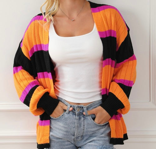 Colorblock Drop Shoulder Slouchy Cardigan