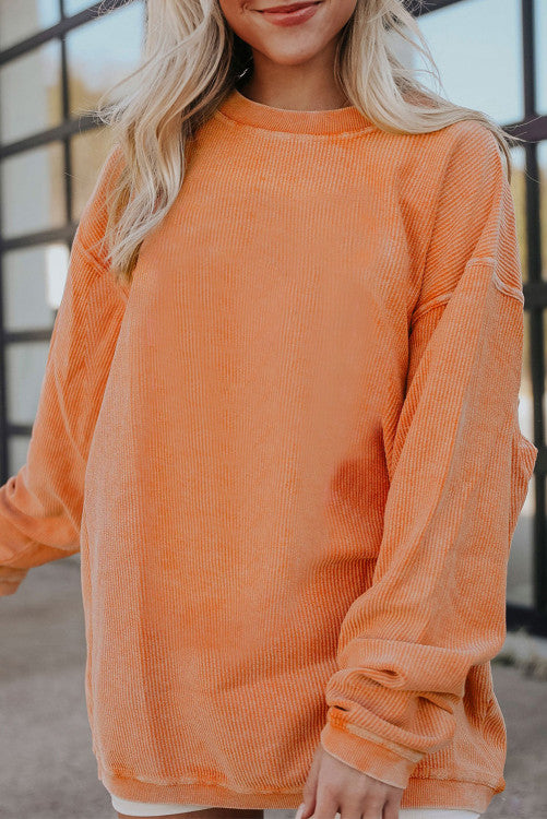 Ribbed Corduroy Oversized Sweatshirt