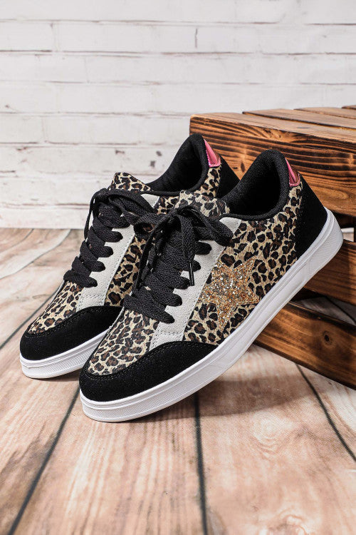 Color Block Glitter Star Patchwork Lace-up sneakers