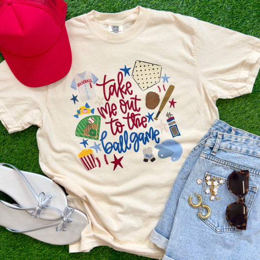 Summertime Take Me Out to the Ballgame Graphic Tee