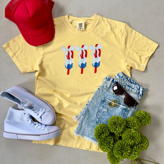 Red White & Blue Bow Popsicle Tee