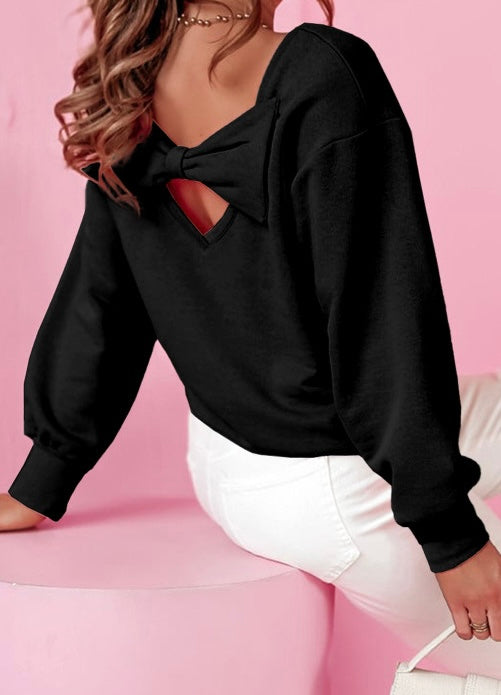 Bowknot Round Neck Sweatshirt