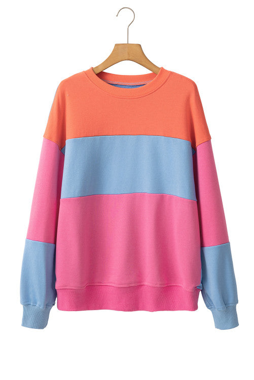 Colorblock Patchwork Drop Shoulder Sweatshirt