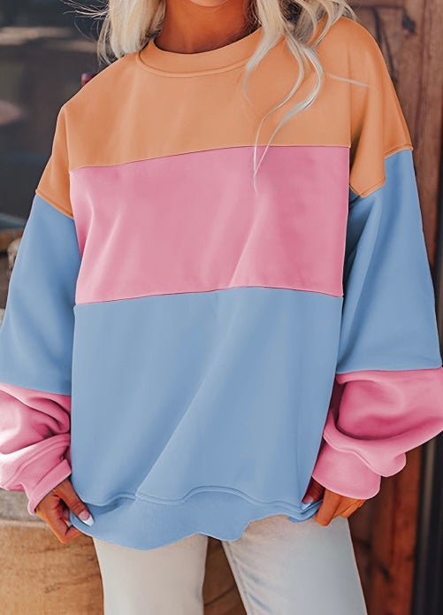 Colorblock Patchwork Drop Shoulder Sweatshirt