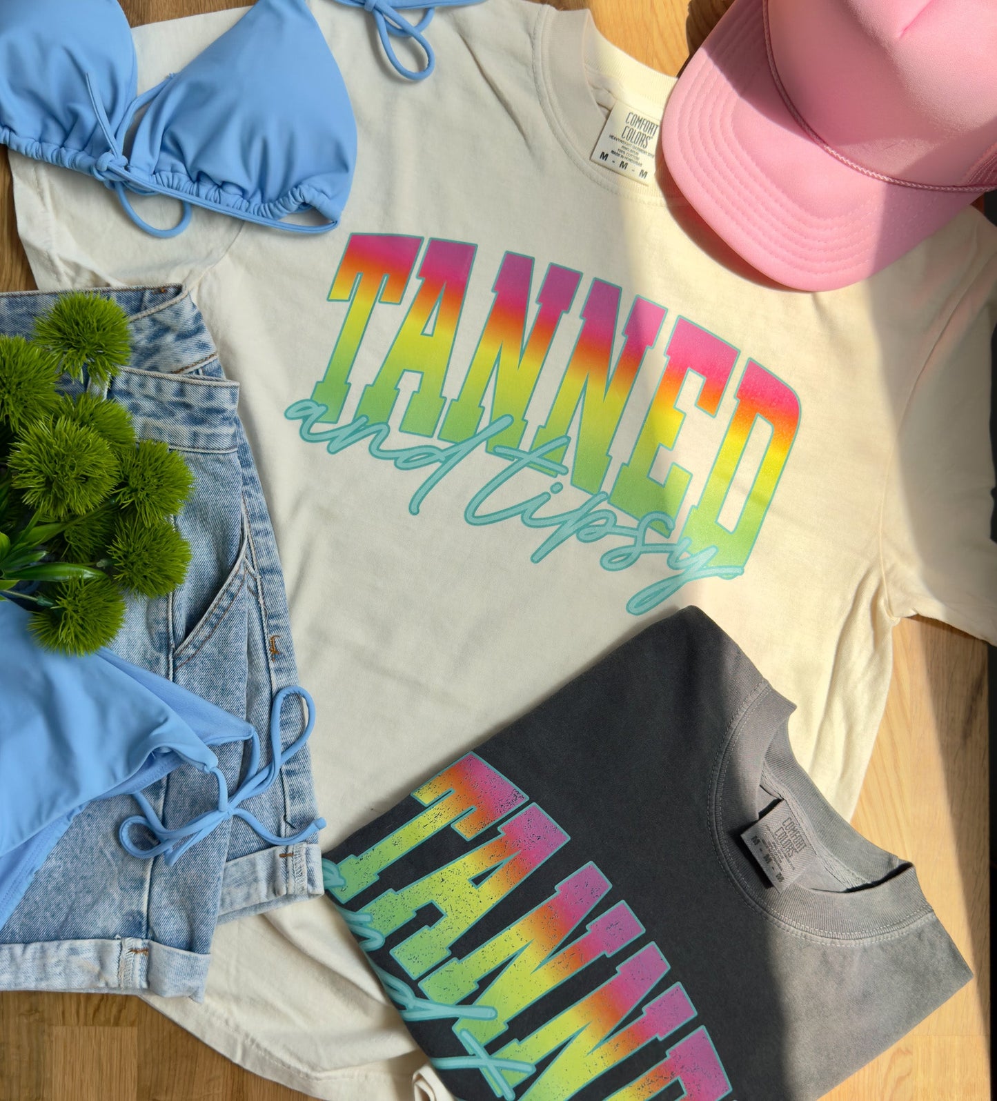 Tanned & Tipsy Ivory or Pepper Tee