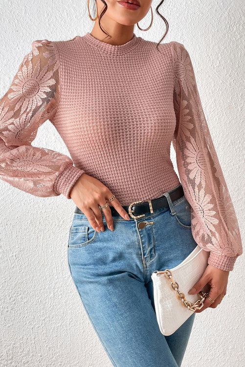 Peach blossom detail sleeve sweater