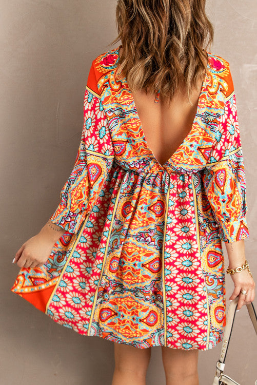 Boho Print Mini Dress