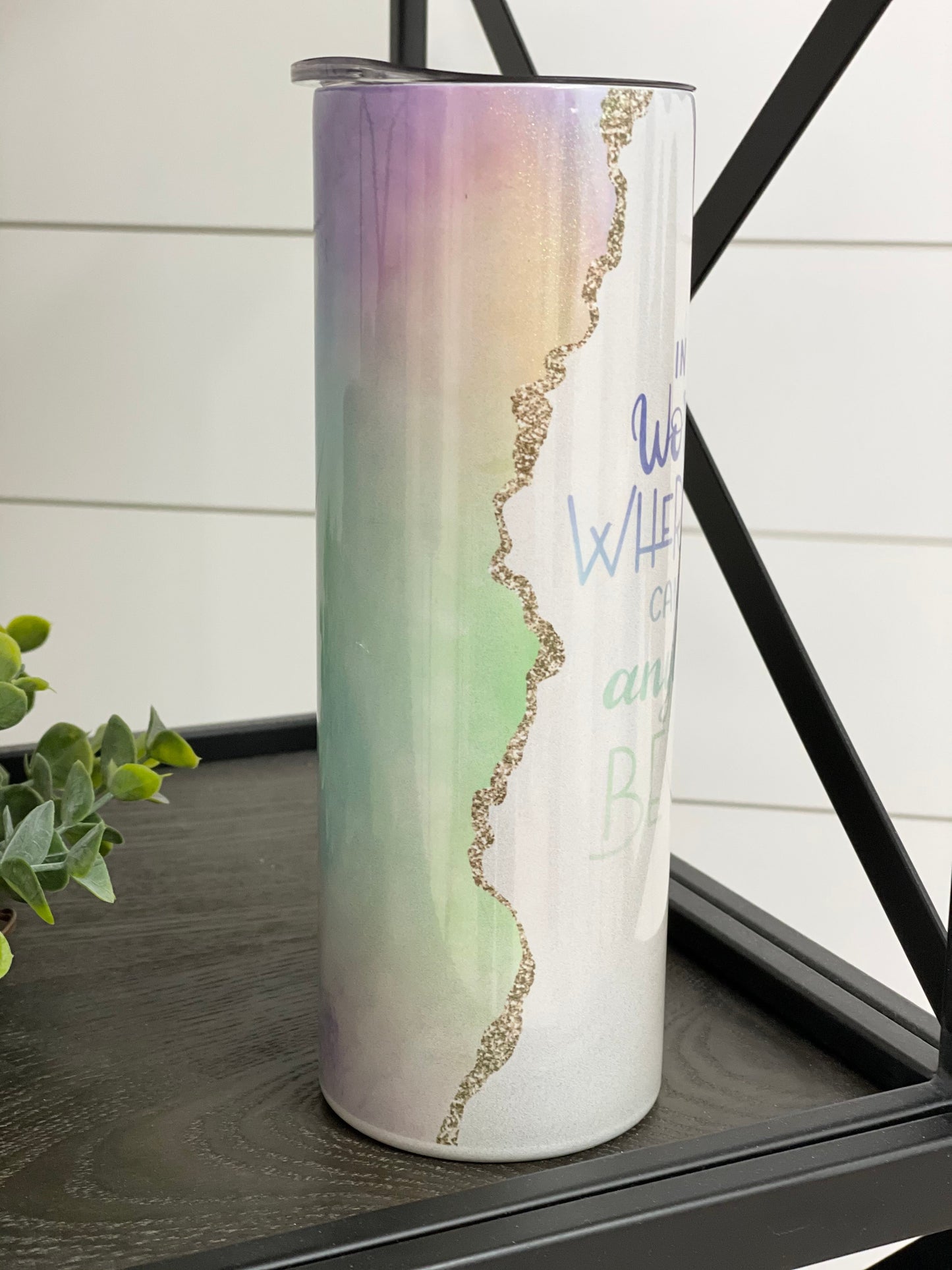 In A World... Be Kind 20oz Shimmer Skinny Tumbler