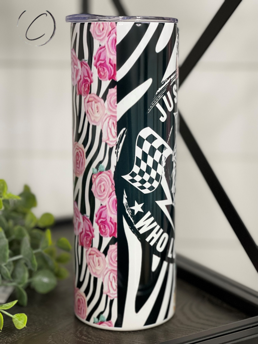 Just A Girl Who Loves Racing 20oz Skinny Tumbler