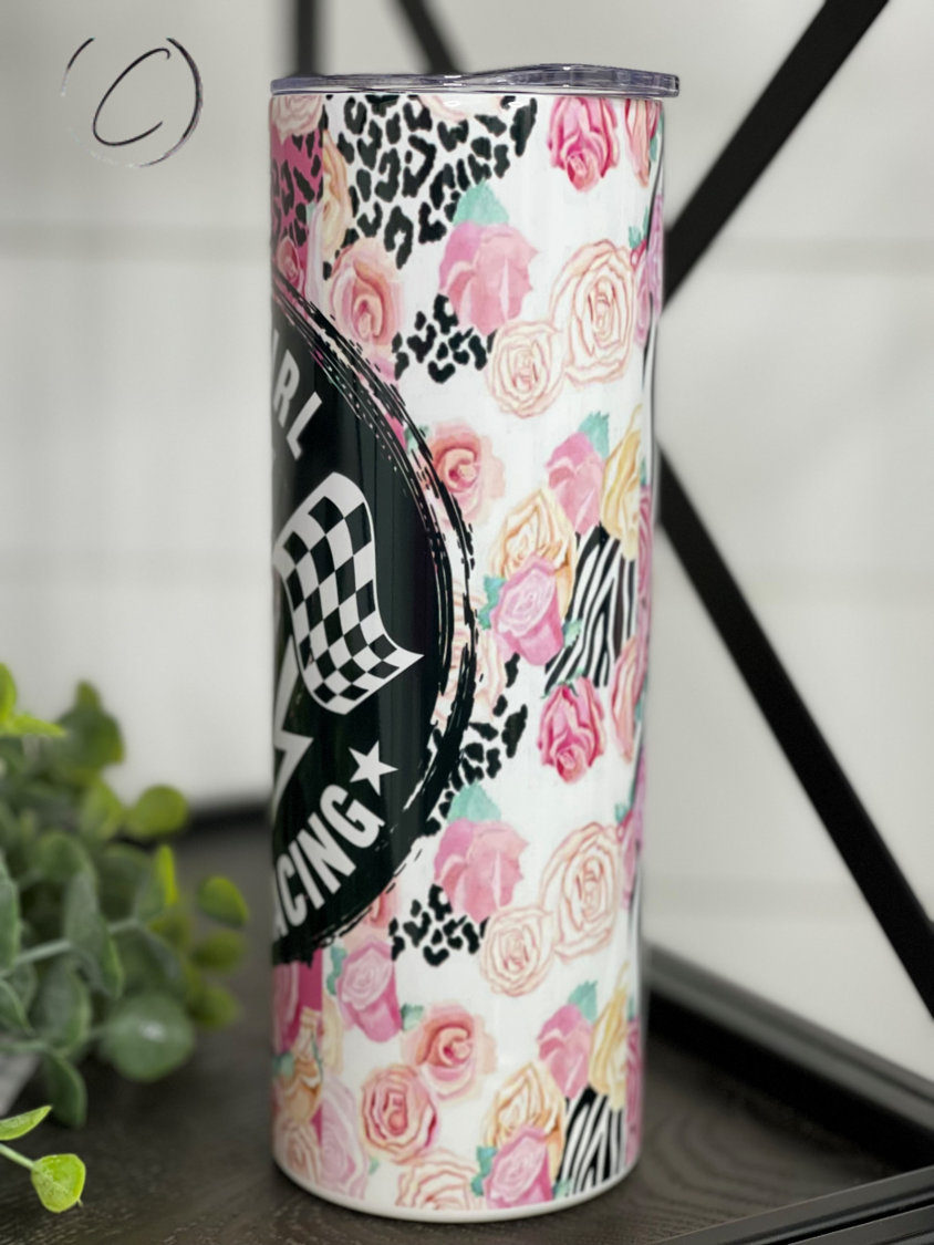 Just A Girl Who Loves Racing 20oz Skinny Tumbler