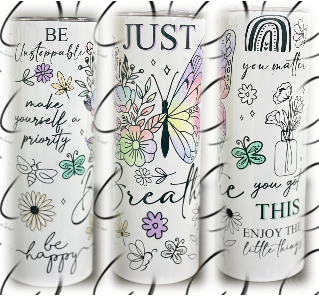 Just Breathe Butterfly 20oz Skinny Tumbler