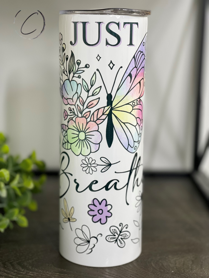 Just Breathe Butterfly 20oz Skinny Tumbler