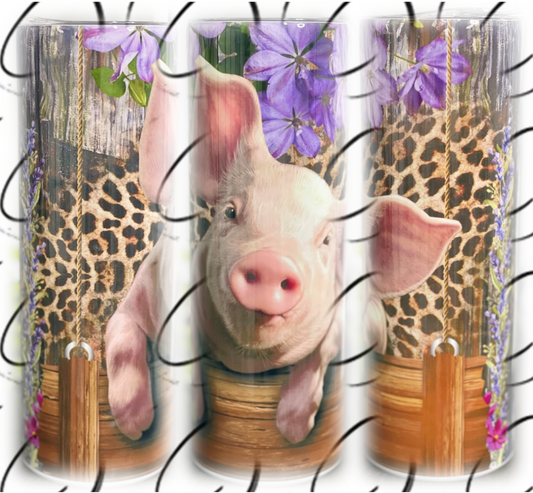 Lavender Leopard Piglet 20oz Skinny Tumbler