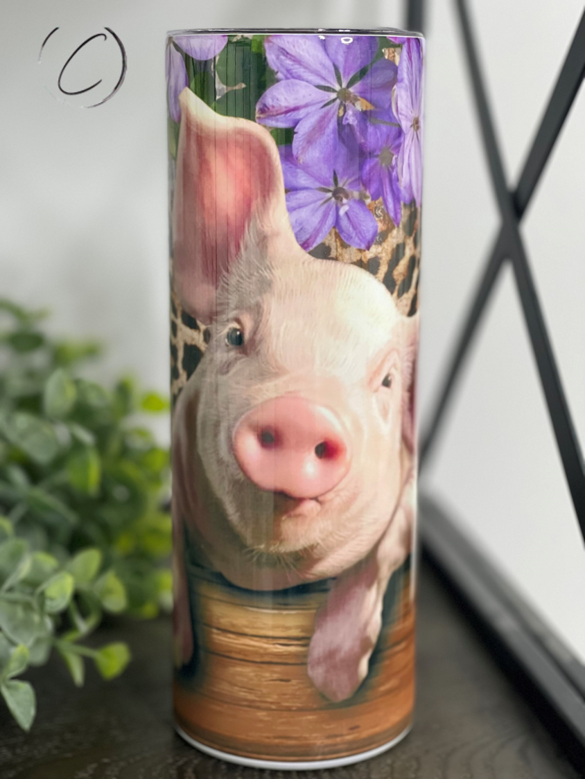 Lavender Leopard Piglet 20oz Skinny Tumbler