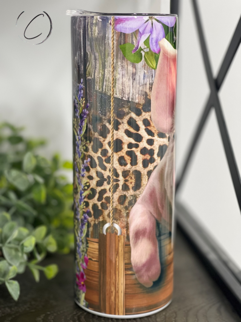 Lavender Leopard Piglet 20oz Skinny Tumbler