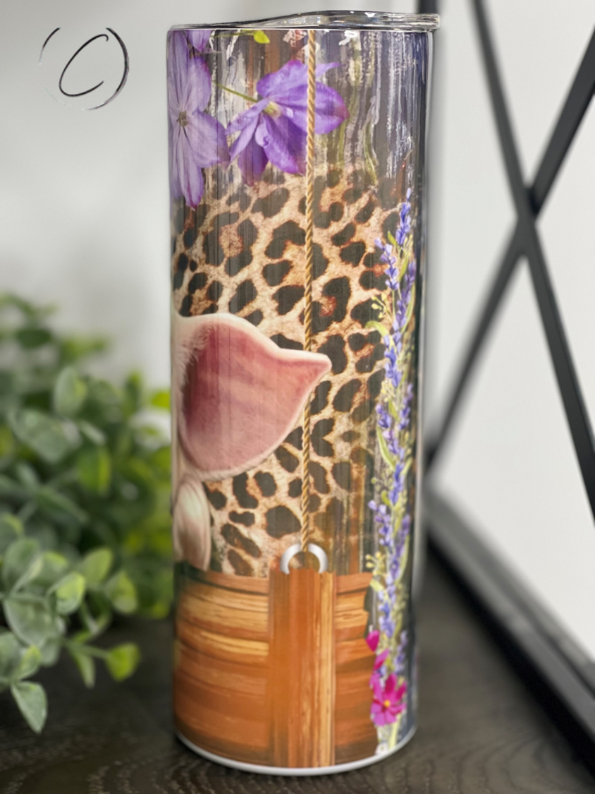 Lavender Leopard Piglet 20oz Skinny Tumbler