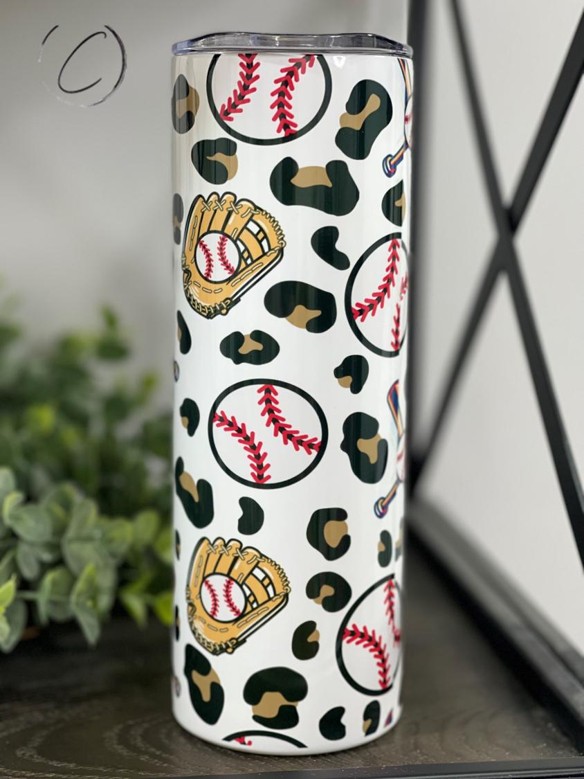 Leopard Baseball 20oz Skinny Tumbler