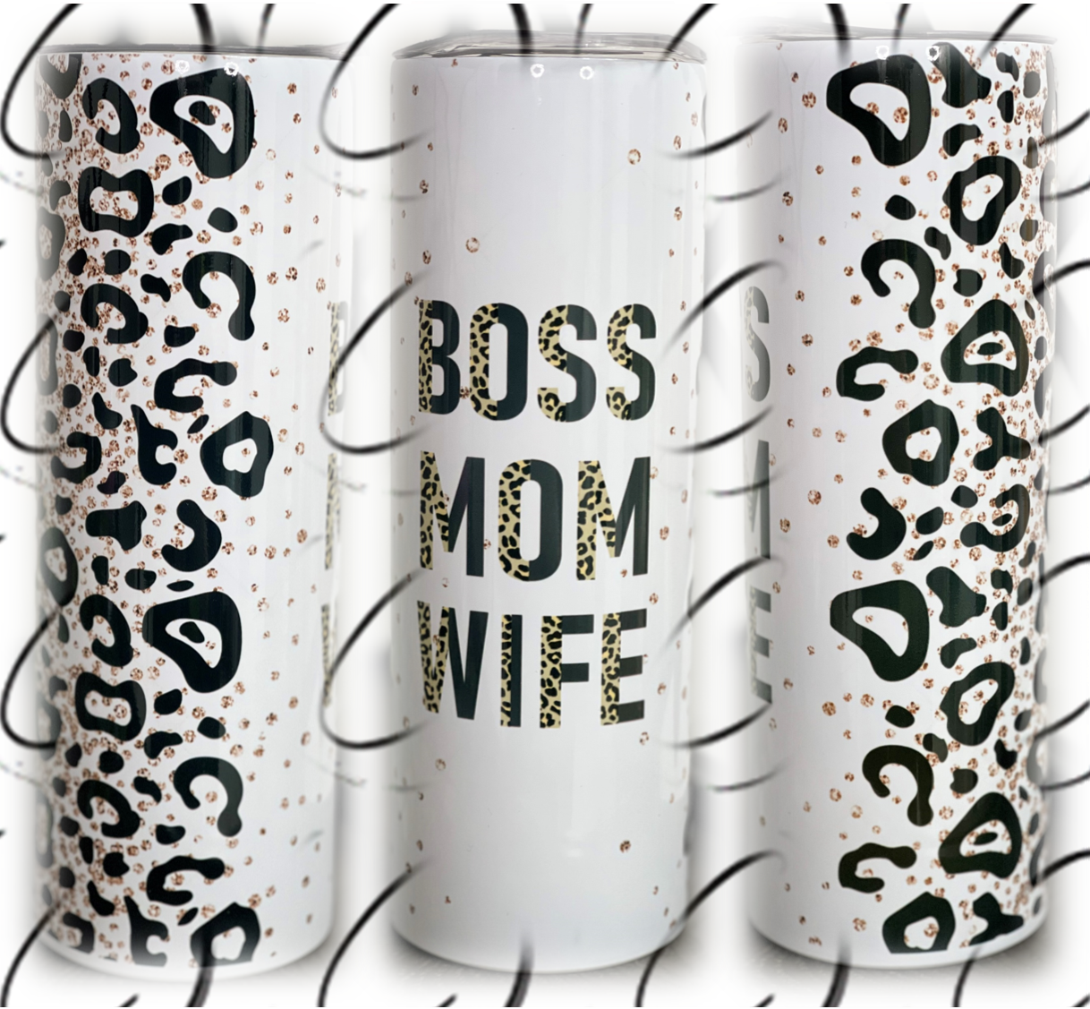 Leopard Boss Mom Wife 20oz Skinny Tumbler