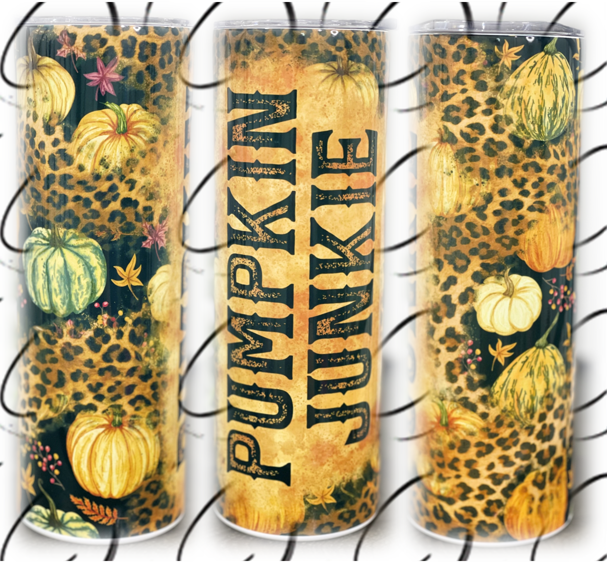 Leopard Pumpkin Junkie 20oz Skinny Tumbler