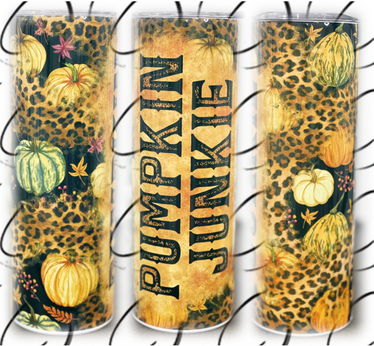 Leopard Pumpkin Junkie 20oz Skinny Tumbler