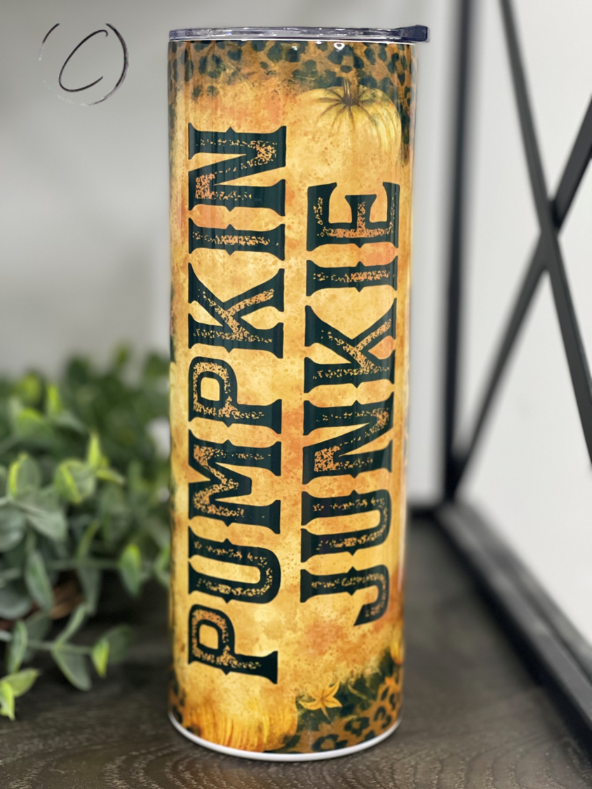 Leopard Pumpkin Junkie 20oz Skinny Tumbler