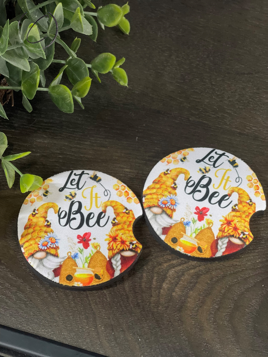 Let It Bee Gnomes Car Coaster Set