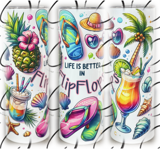 Life Is Better In Flip Flops 20oz Skinny Tumbler