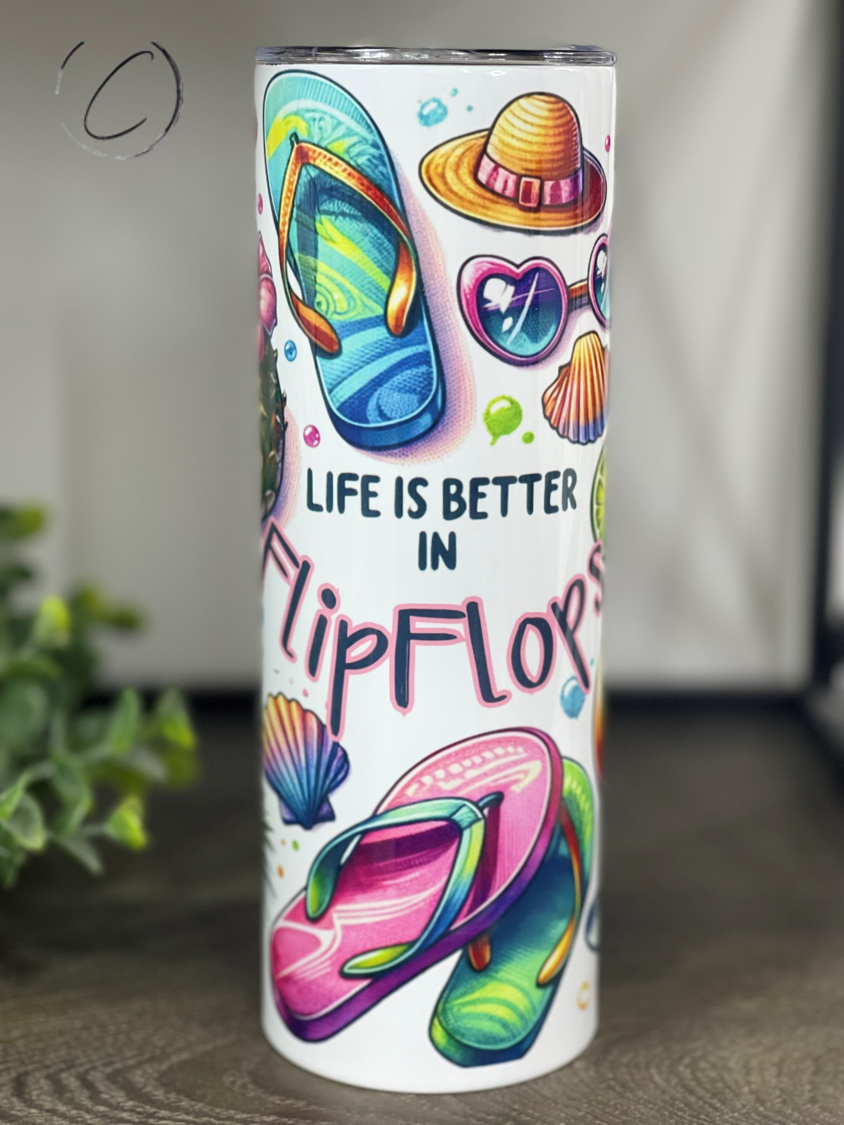 Life Is Better In Flip Flops 20oz Skinny Tumbler