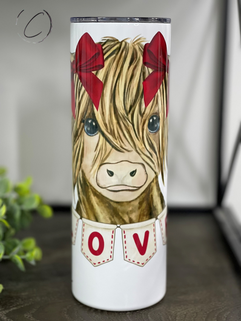 Love Highland Cow 20oz Skinny Tumbler