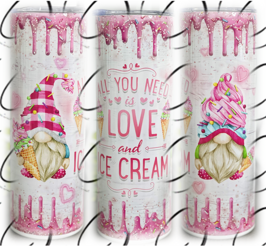 Love & Ice Cream Gnomes 20oz Skinny Tumbler