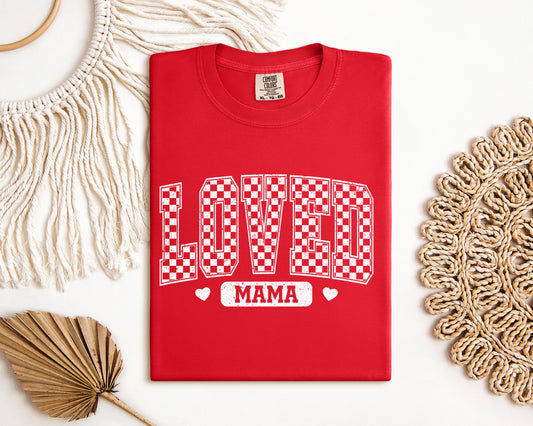 Checkered Loved Mama Graphic Tee