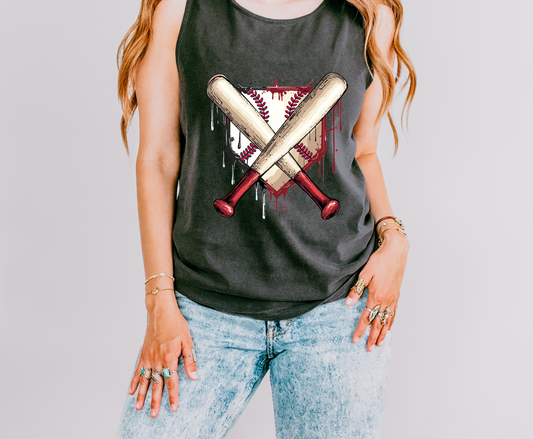 Drip Baseball Home Plate Graphic Tank Top
