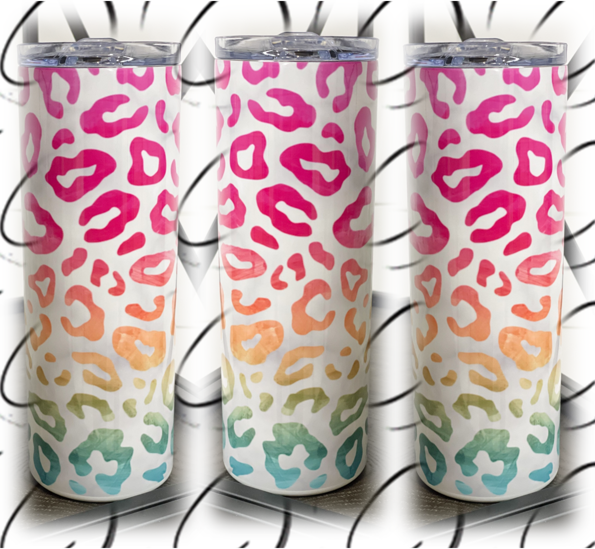 Marbled Ombre Leopard 20oz UV Pink Skinny Tumbler